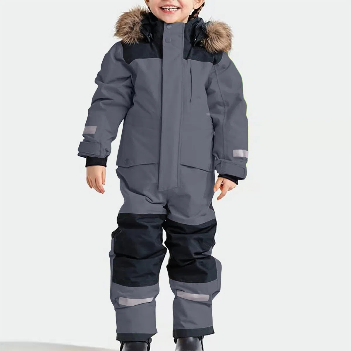 Generisch Tuta da neve per bambini, termica, invernale, calda, antivento, rimovibile, in softshell, di alta qualità