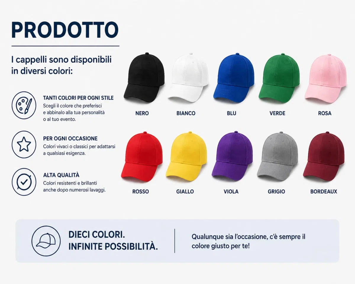 Cappello personalizzato - stampa il tuo cappello personalizzabile - 100% cotone - taglia unica - uomodonna - ideale per feste, regalo, scuola, gite e uso quotidiano.