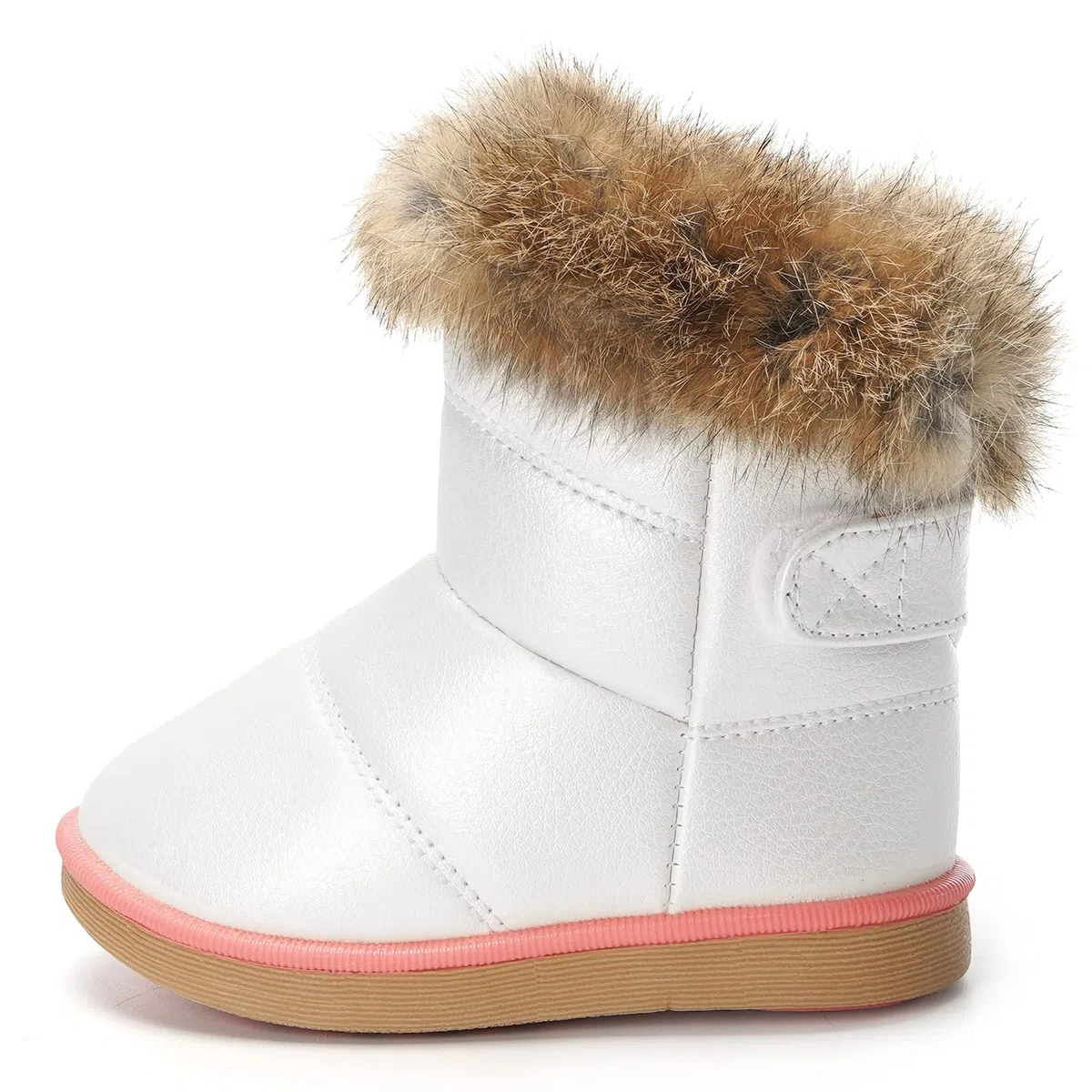KVbabby Bambine e Ragazze Carino Stivali da Neve Morbide Fodera calda Stivali Scarpe di Cotone Piatto Pelliccia Stivali,bianco,23 EU = produttore 24