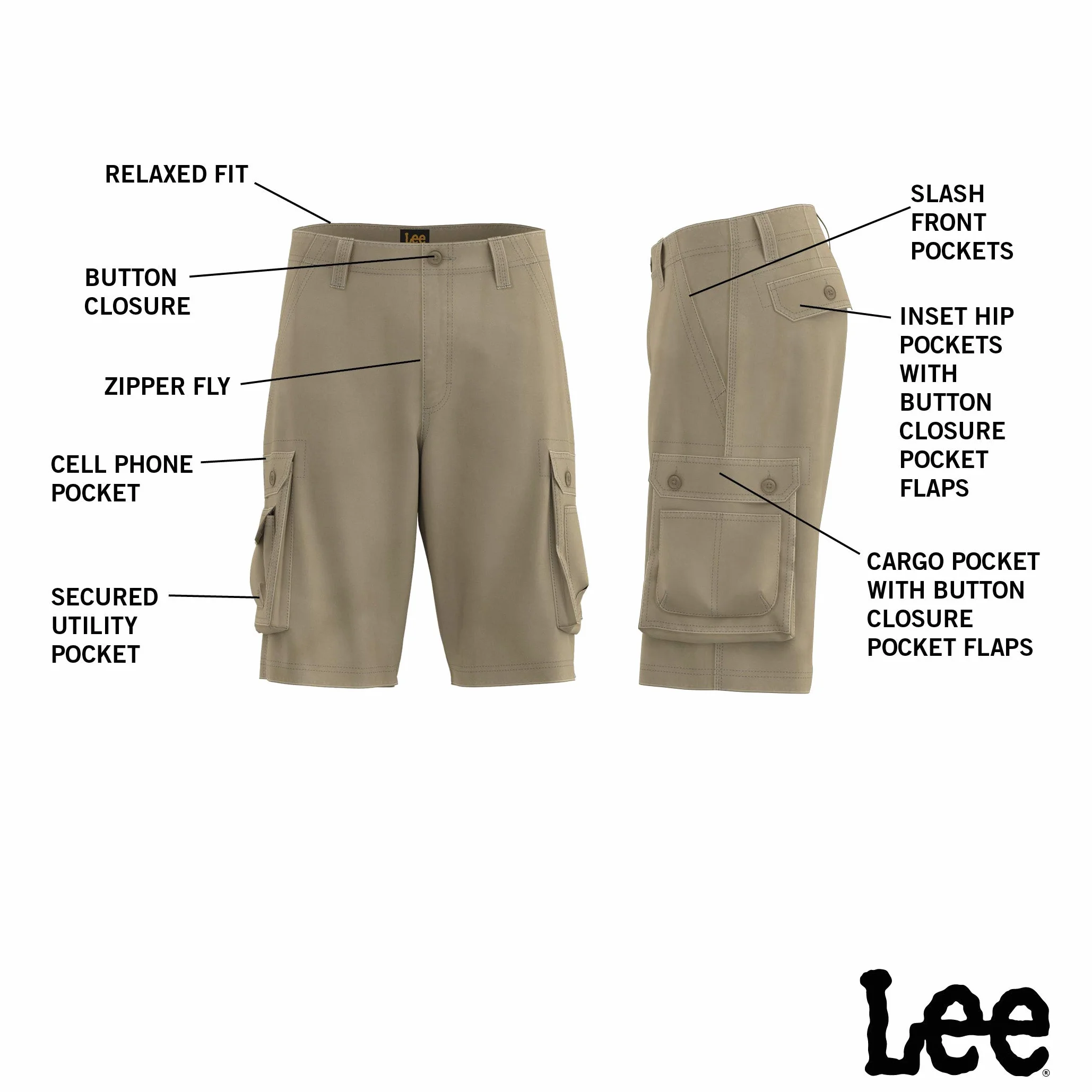 Lee - Salopette New Wyoming Cargo Short, Pantaloni Cargo da Uomo Uomo