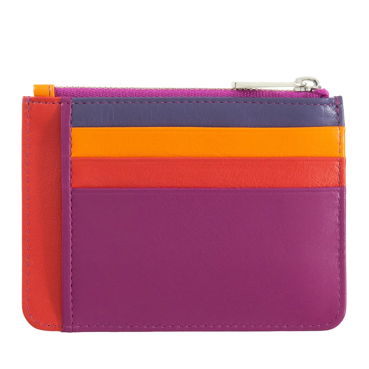 DuDu Bustina porta carte di credito in vera pelle colorata portafogli con zip Fucsia