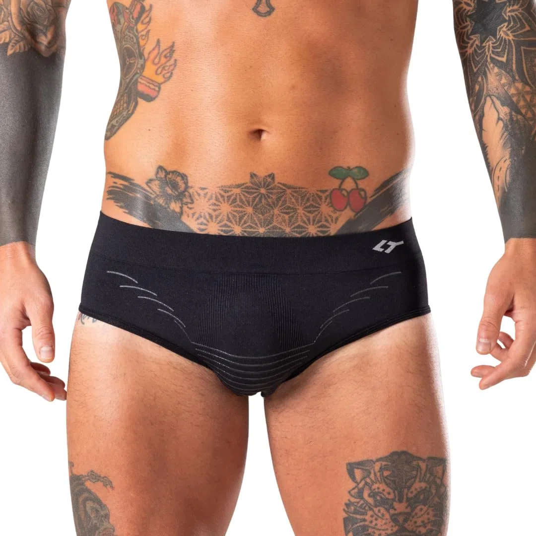 FLOKY Slip Uomo Corelift. Intimo biomeccanico. Multisport. Supporto e stabilità Funzionale specifico per Anatomia Maschile. Migliora la stabilità Muscolare ed Il Recupero Post Allenamento. Nero L-XL