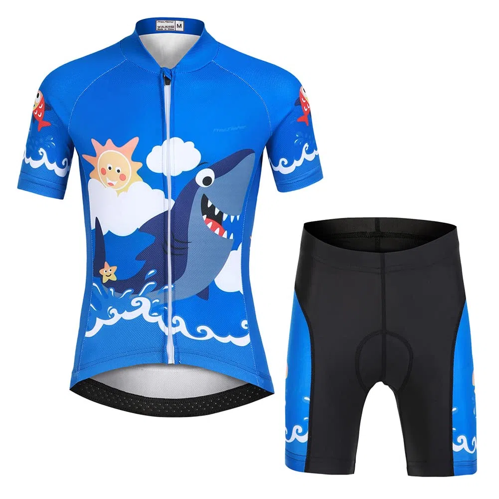 Set da Ciclismo Bambino Maglia a Maniche Corte e Pantaloncini con Seduta Imbottita Completo da Ciclismo Bambini Ragazze