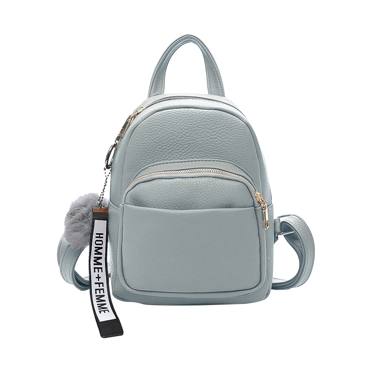 Mini zaino alla moda per ragazza, piccolo zaino con pompon da donna, in pelle PU, per viaggi, appuntamenti e shopping