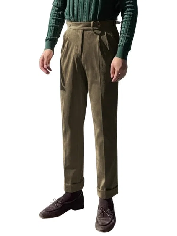 Pantaloni Velluto a Coste da Abito Uomo Eleganti Vintage Chino Pantalone Taglio Dritto Pantaloni da Lavoro