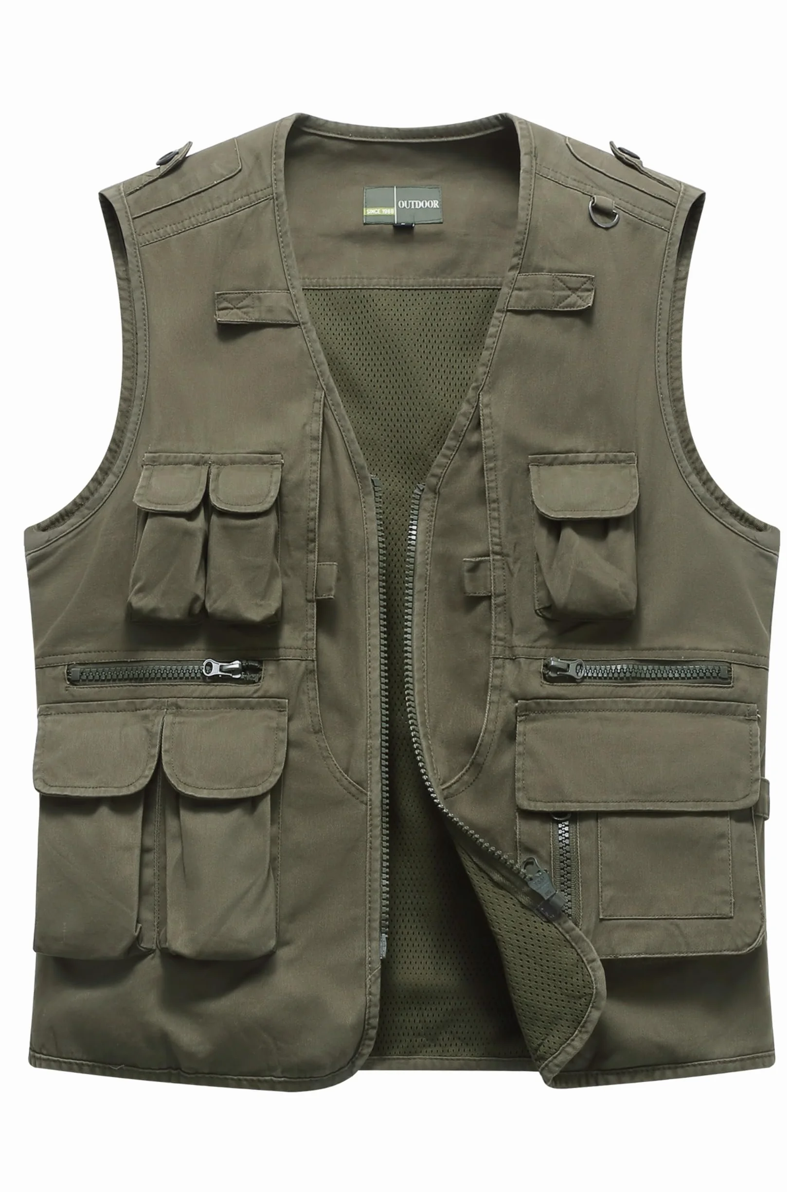 Uomo All'aperto Gilet Multi-Tasca di Cotone, Casual Leggero Traspirante Senza Maniche Fotografi Utility per Pesca Campeggio Sport