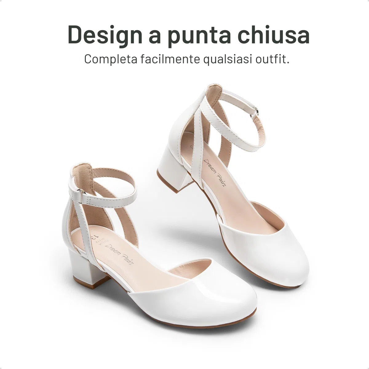 DREAM PAIRS Scarpe Eleganti da Ragazza con Punta Chiusa e Tacco Alto Principessa Scarpe per Bambine con Tacco a Blocco Mary Jane