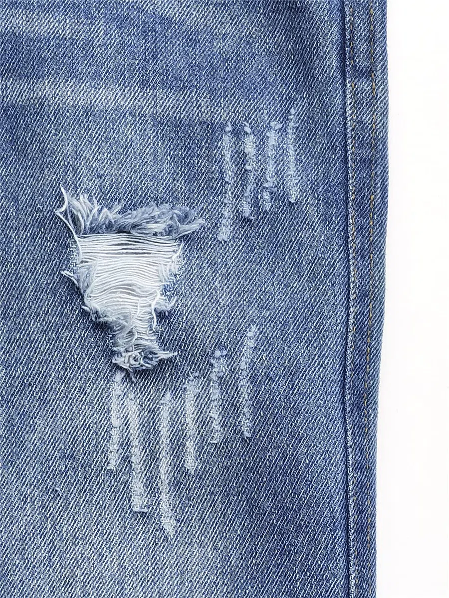 KIDSCOOL SPACE Salopette di jeans per bambina, abbigliamento da lavoro in jeans strappati da bambino grande