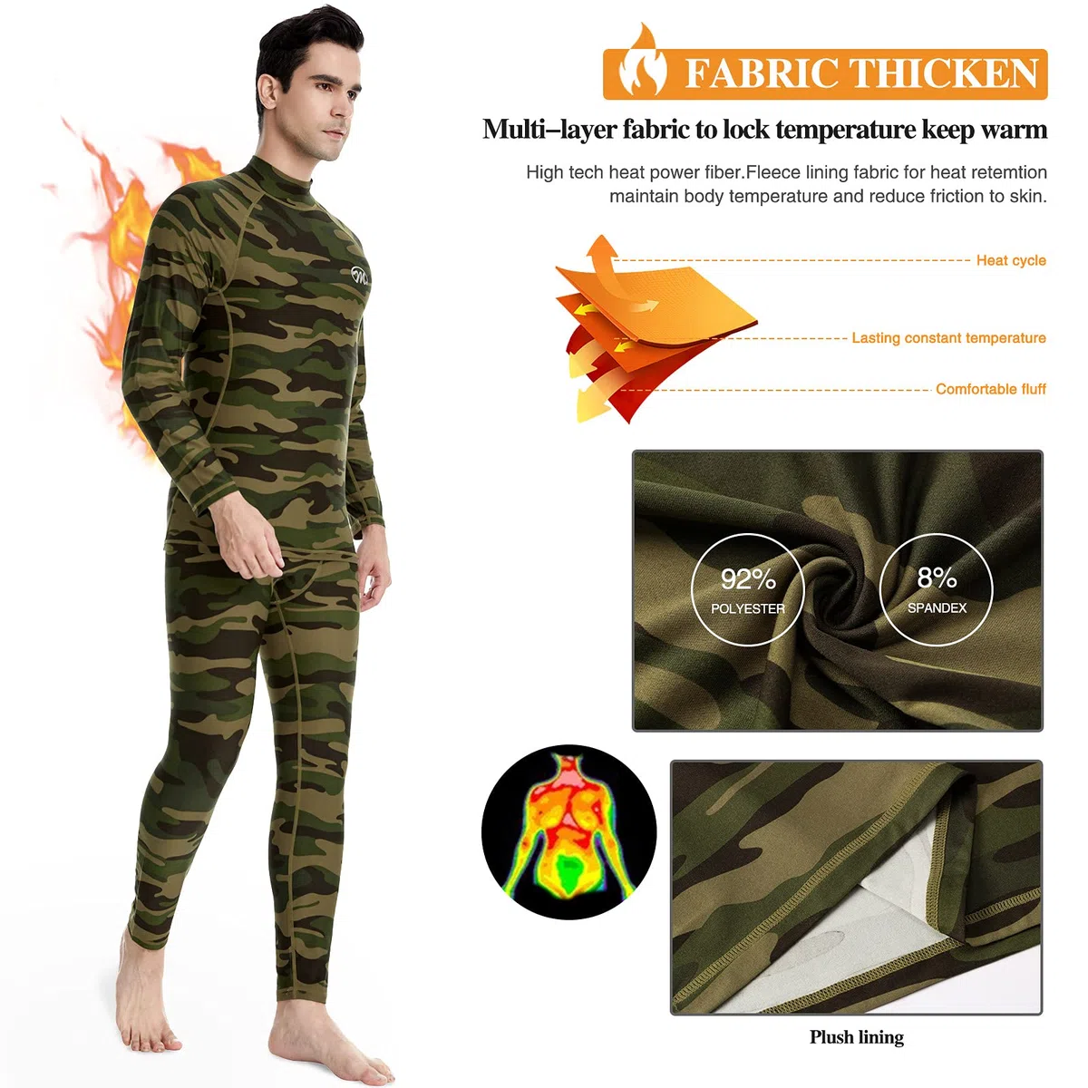 Set Biancheria Intima Termica per Uomo, Maglia e Pantaloni Termici Sport Calcio Corsa Abbigliamento Intimo Termico Uomo Sci con Funzione Palestra Ciclismo Running