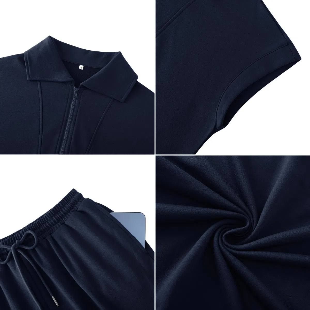 Aottori Tuta Sportiva Donna Completa Due Pezzi Casual Tuta da Ginnastica Estiva T-Shirt Manica Corta e Pantaloni con Tasche e Coulisse Pigiama Set per Jogging Training Casa Fitness