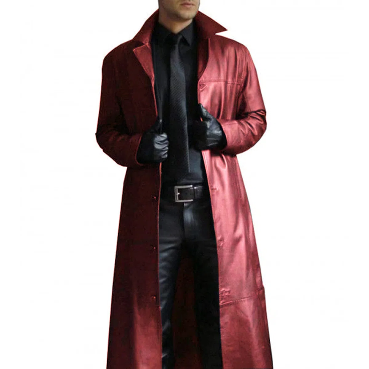Suncolour Giacche in Pelle Nera da Uomo Cappotti Lunghi in Pelle da Uomo Classic Biker Faux Slim Fit Moto Cappotto Lungo