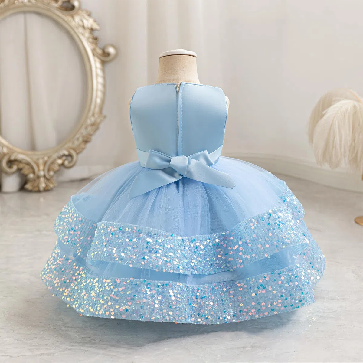 Miipat Vestito da Bambina Paillettes Tulle Senza Maniche Abito da Principessa per Bambina Ragazze in età Prescolare Vestiti da Festa Formali per Compleanni Matrimoni e Concorsi di Bellezza
