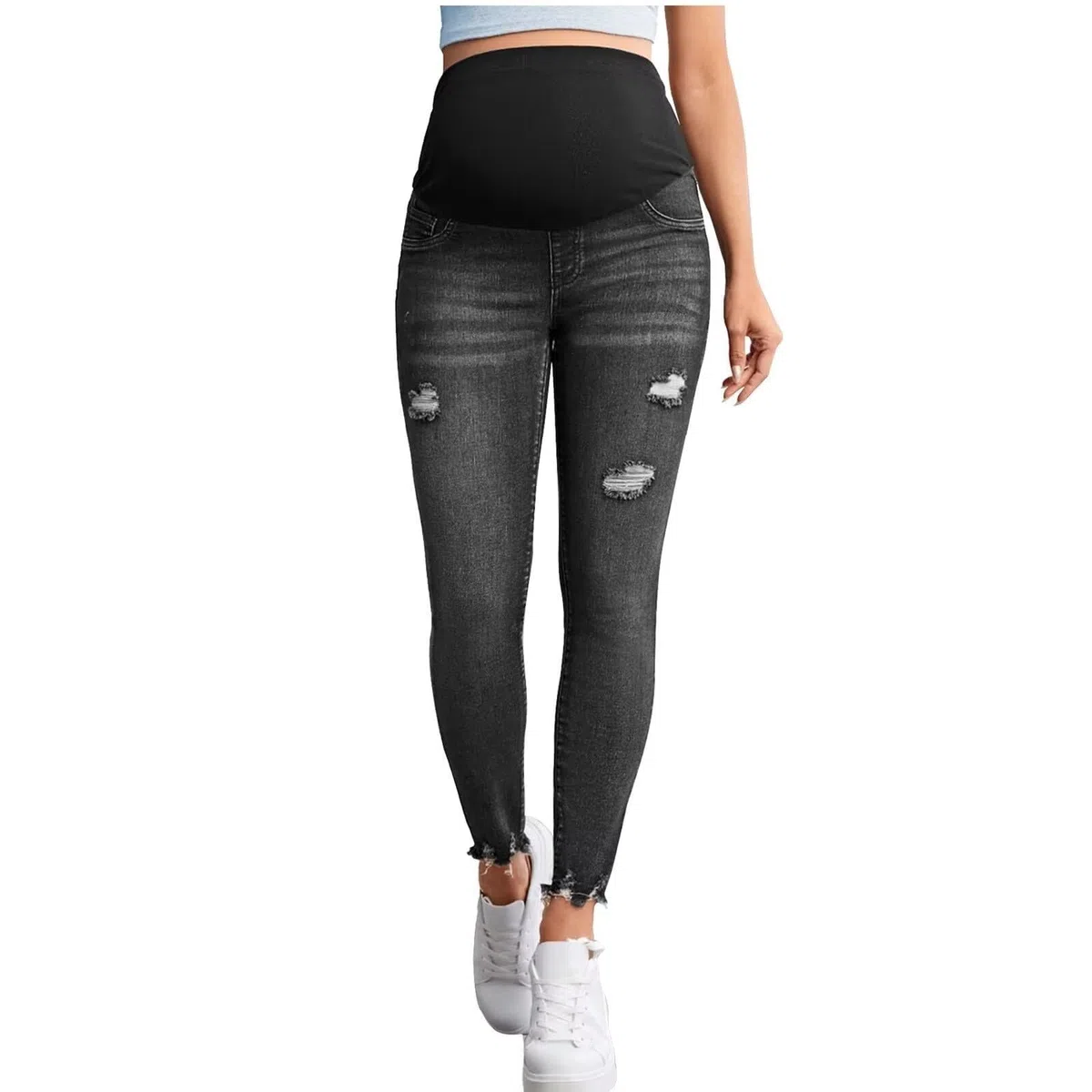 Jeans Premaman Skinny per Donne Incinte, Pantaloni Premaman Lunghi, Pantaloni Premaman Destroyed Maternity Jeans Leggings per Gravidanza