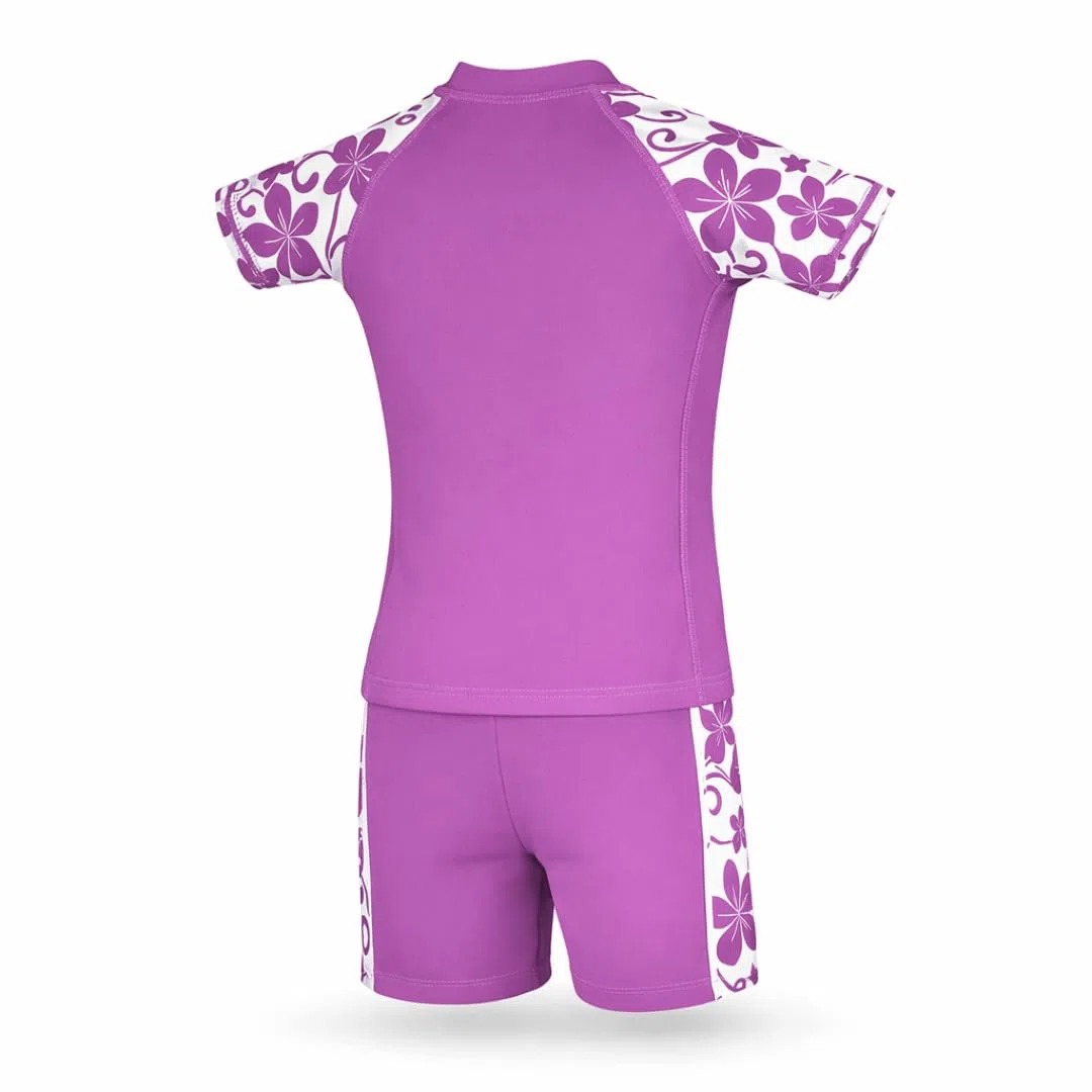 Rash guard e pantaloncini da nuoto per ragazze, protezione solare UV, UPF 50+, taglie 3-4/5-6/7-8/9-10/11-12/13-14 anni