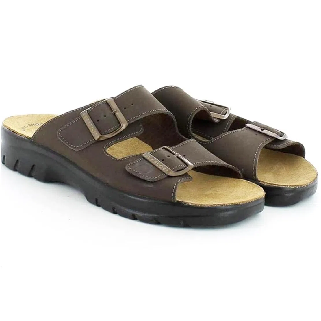 Fly Flot sandali UOMO ciabatte pelle doppia fibbia 44026 soletta anatomica ciabatta aperta originali made in italy