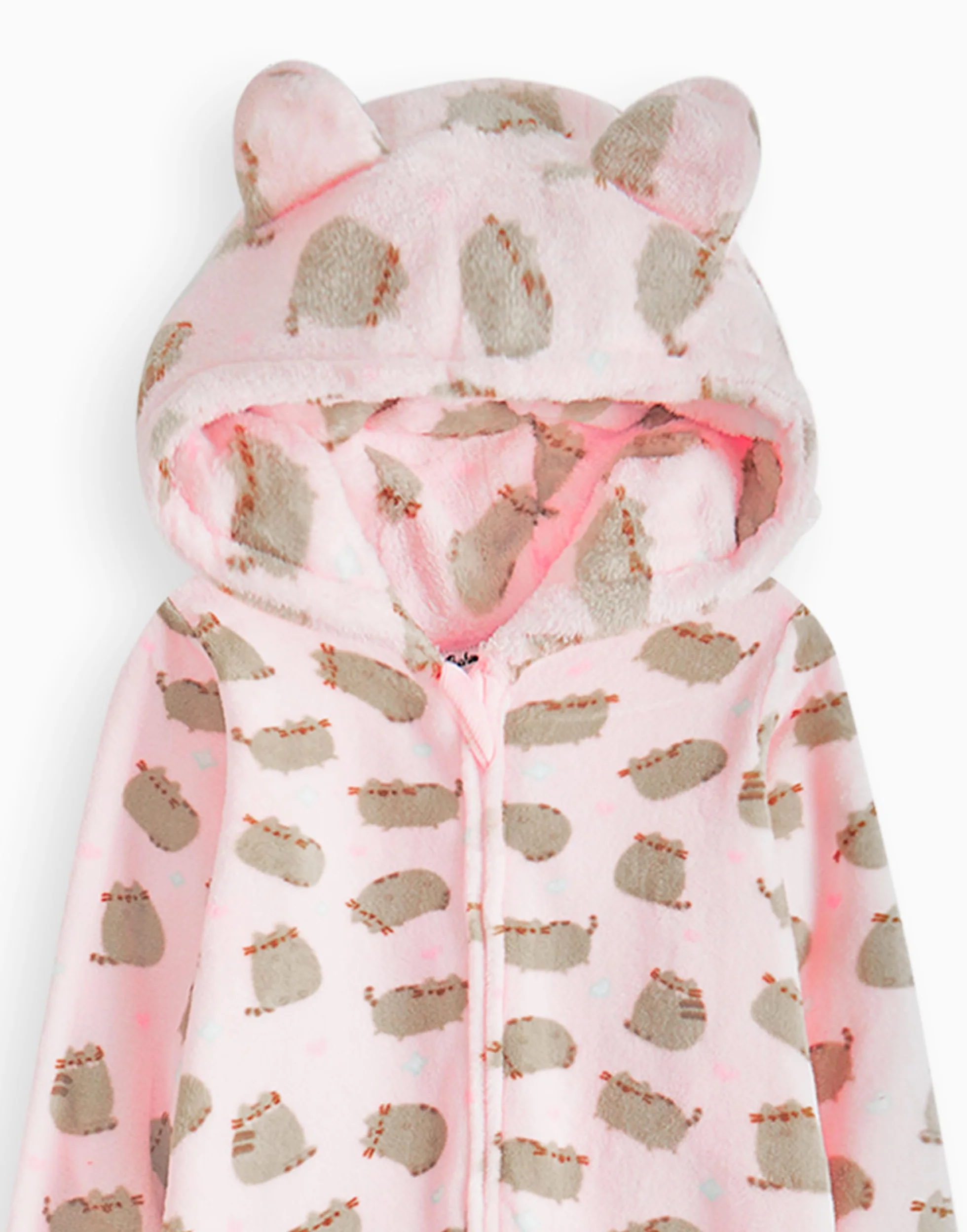 Pusheen The Cat Onesie per Ragazze | Bambini Adolescenti Rosa Multi Marrone O Opzioni Personaggio Pigiama Gatto | Cappuccio in Pile Sherpa con Zip
