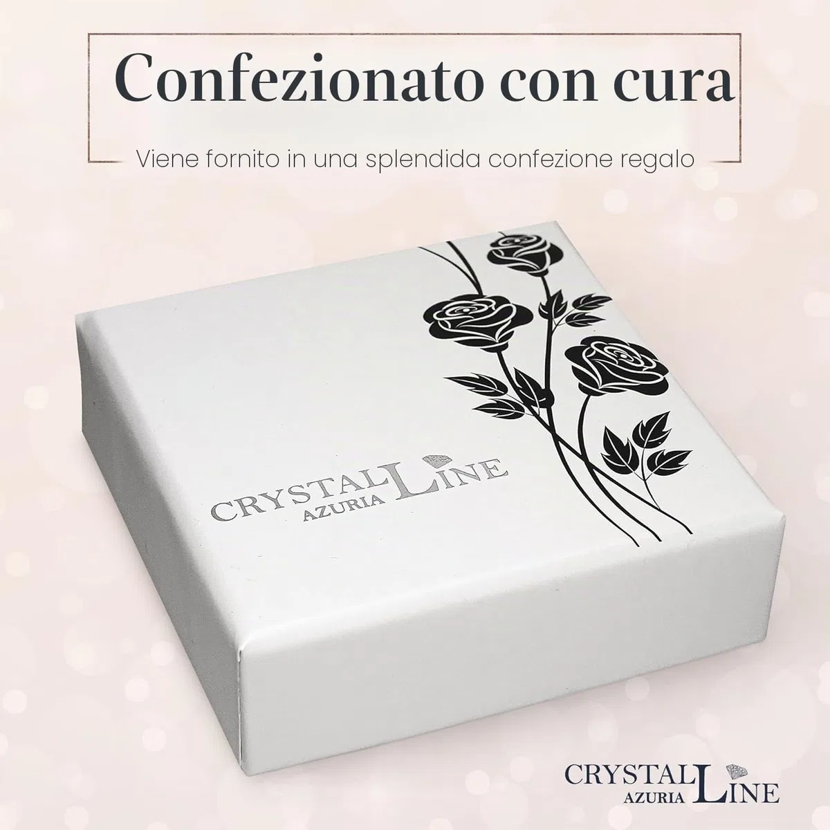 Crystalline Azuria Donna 18ct Placcato Oro Bianco Fiori Rose Cristalli Parure Collana con Ciondolo 45 cm Orecchini Monachella