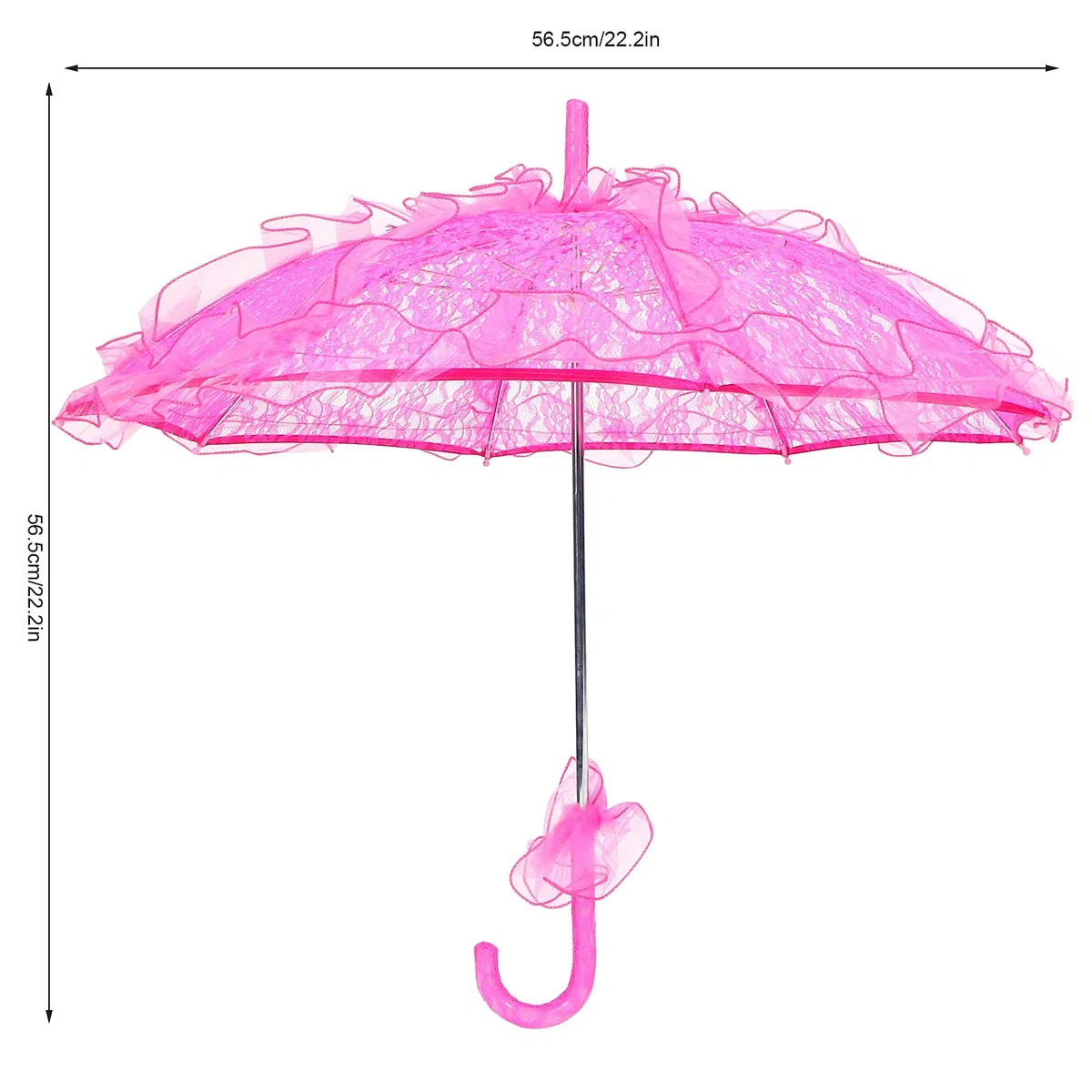 KIMISS Ombrello in Pizzo Rosa Ombrello Parasole Rosa Tessuto in Pizzo Ombrello da Sposa Ombrello in Pizzo Pieghevole Unico Ombrello Parasole Puntelli per Prestazioni (Rosa Rossa)