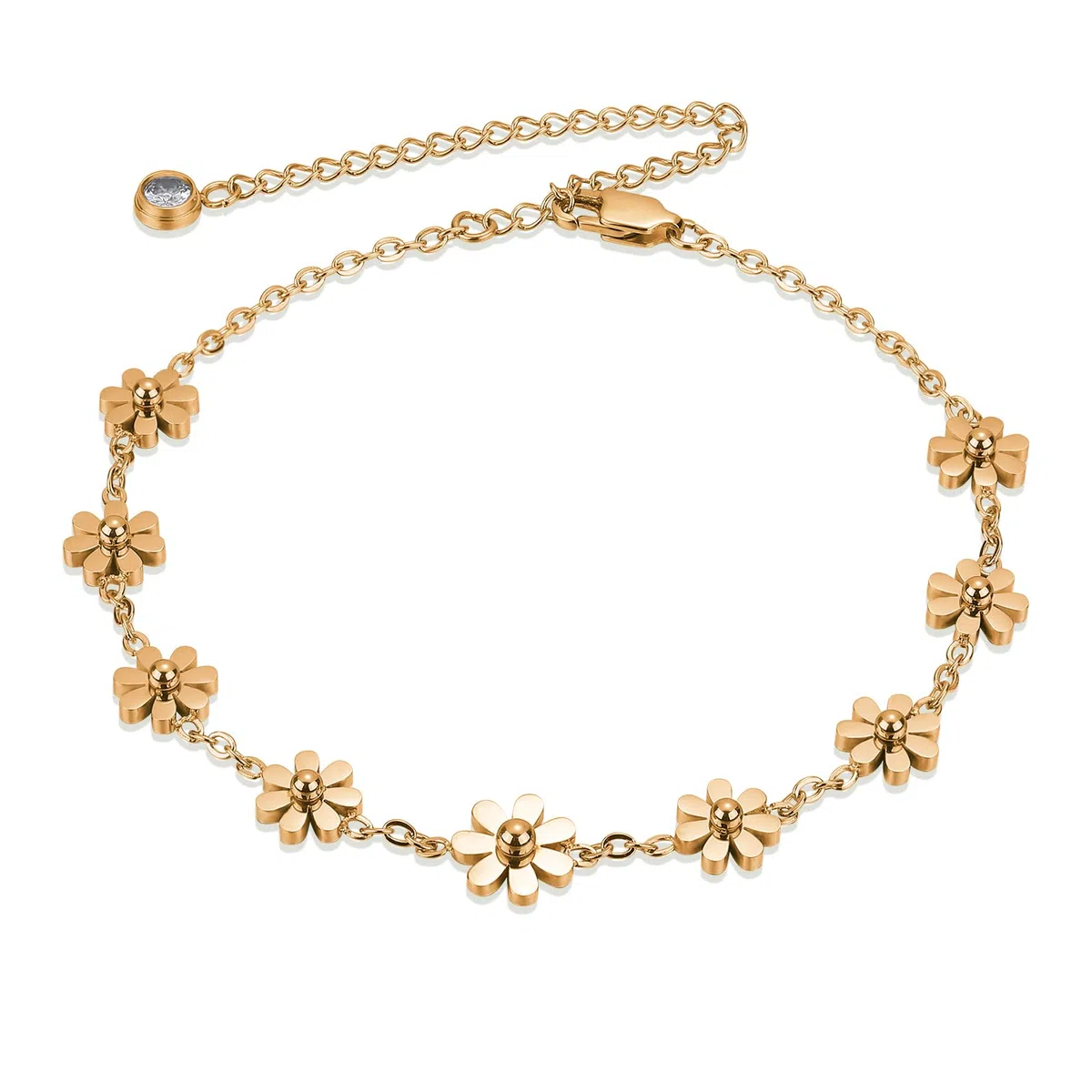 Cavigliere di Fiori Donna Cavigliera Regolabile Argento Bracciale Donna per Caviglia Regolabile Cavigliere in Acciaio per Donna Regalo Gioielli Donne Ragazze