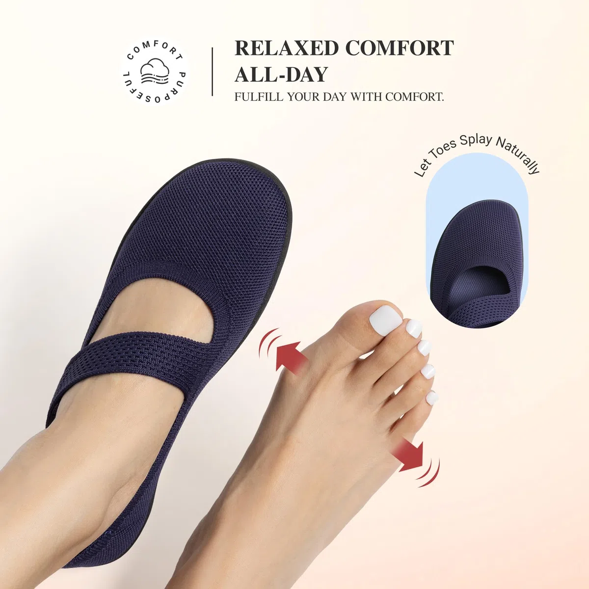 DREAM PAIRS Mary Jane da Donna – Ballerine in Maglia Effetto Barefoot, Supporto all'Arco Plantare – Scarpe Basse Casual Ufficio Lavoro Viaggi Passeggiate