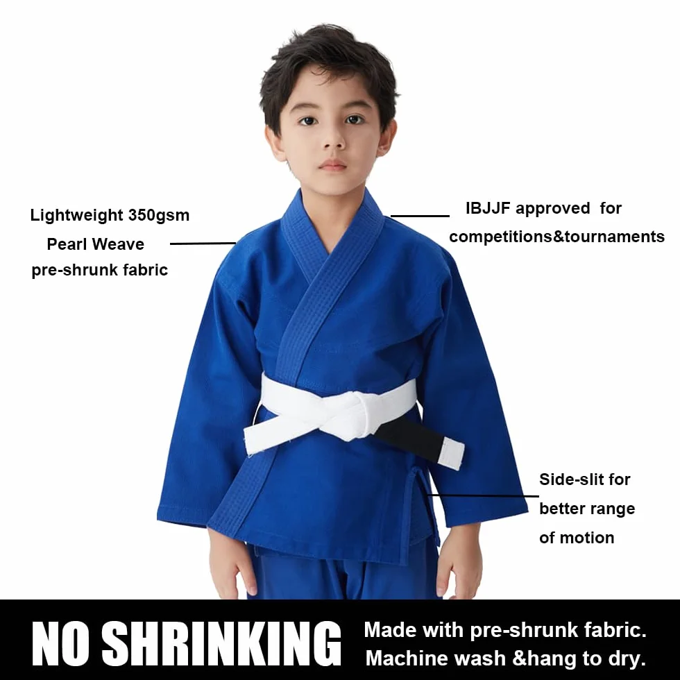 Jiu Jitsu Gi - Uniforme brasiliana per bambini IBJJF, pantaloni resistenti e cintura per giacca non inclusi