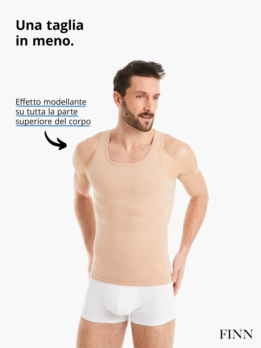 FINN Canotta Dimagrante Uomo - Canottiera Snellente Senza Maniche in Cotone - Maglia compressiva Body Shaper per Una Pancia più Piatta