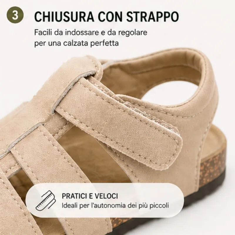 OrJana Sandali Bambini e Ragazzi con Plantare Ergonomico, Punta Chiusa, Modello a Fasce Incrociate, Taglie 20-38