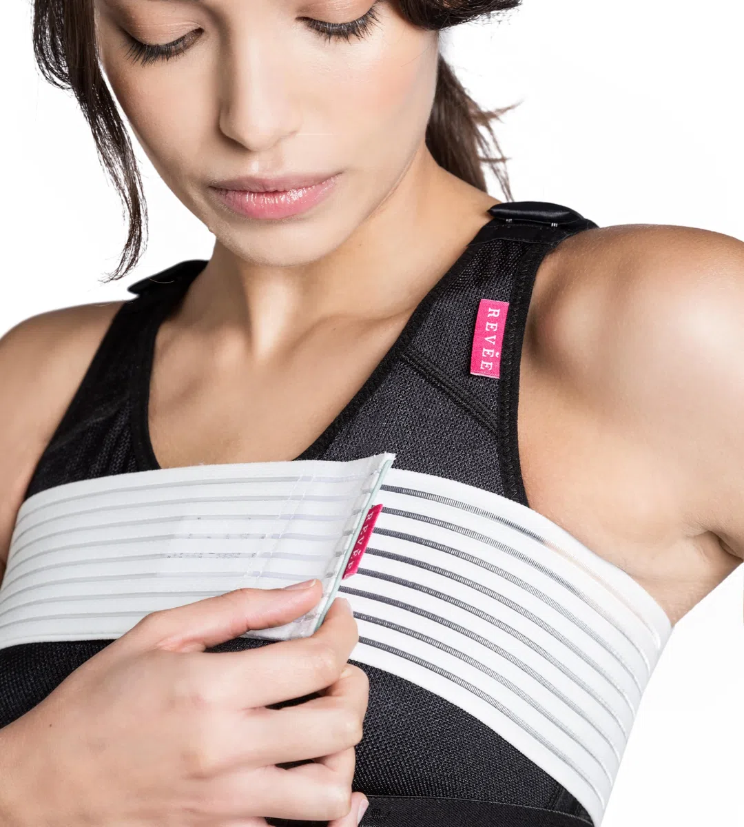 REVÉE Fascia elastica Post-Operatoria - Fascia per reggiseno Post-Operatorio per mastoplastica additiva, Sostituzione Protesi - Fascia Seno Donna, 8cm (Bianco, Taglia unica)