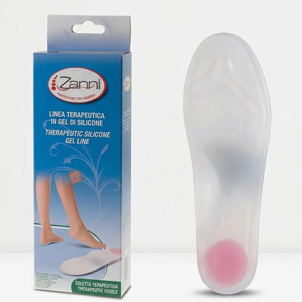 Zanni Soletta Terapeutica in Gel di Silicone a Densità Differenziata, Plantare Ortopedico Antishock Ammortizzante, Ideale per tutte le Scarpe da Lavoro o Sport, Antiscivolo e Lavabile, Taglia 37/38