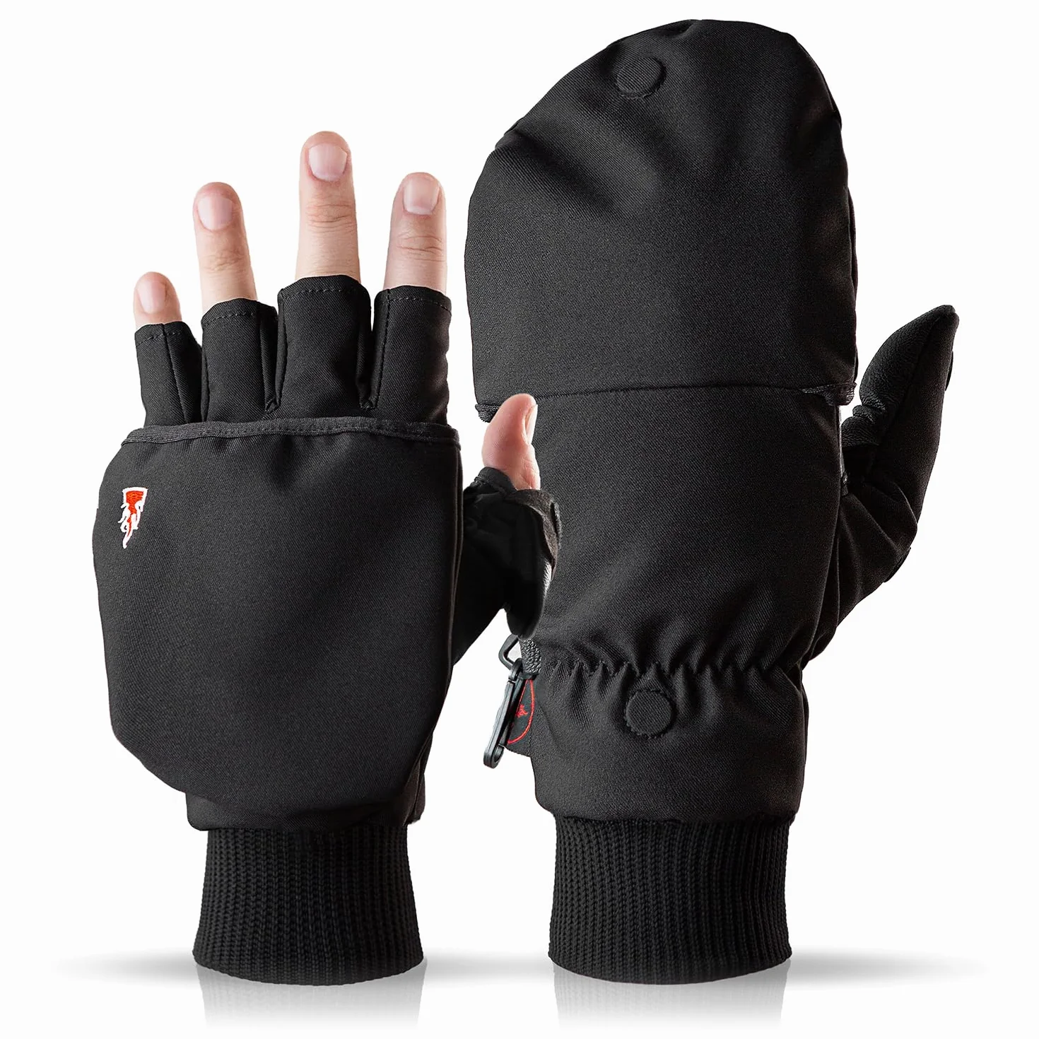 THE HEAT COMPANY - Heat 2 Softshell - guanto senza dita e muffola in uno - qualità premium - guanti invernali caldi e guanti da ciclismo - contro il freddo durante lo sport e il lavoro