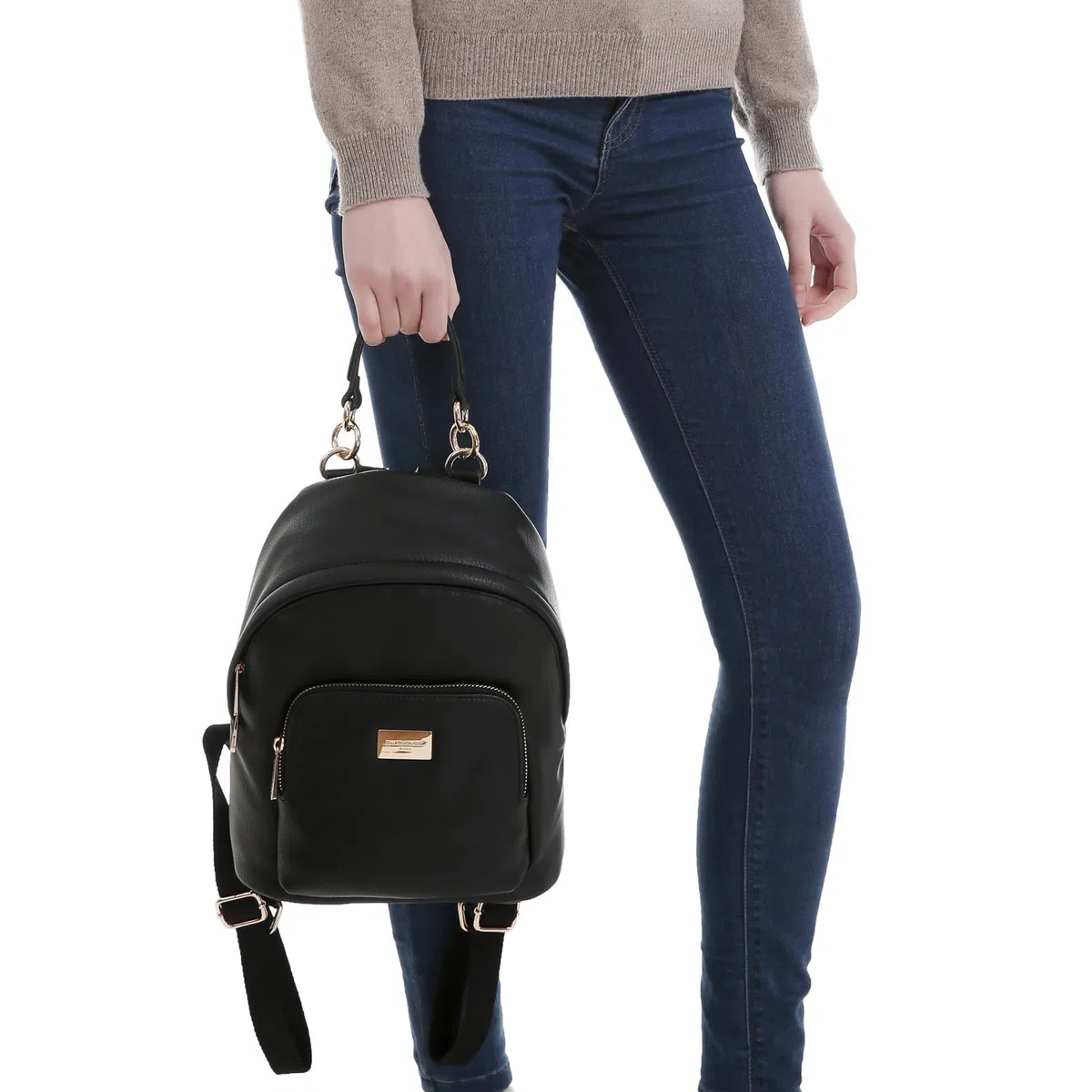 David Jones - Borsa Zainetto Donna - Zaino Piccolo Pelle PU - Ragazza - Borsetta Elegante Casual - a Mano Spalla - Nero