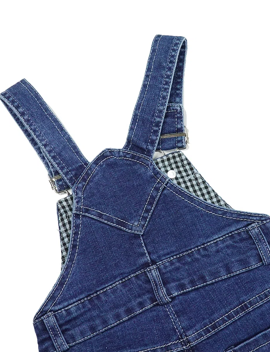 KIDSCOOL SPACE Kid Boy Girl Tasca con bavaglino piccola Cinghie regolabili Salopette di jeans, maglione strappato carino in denim