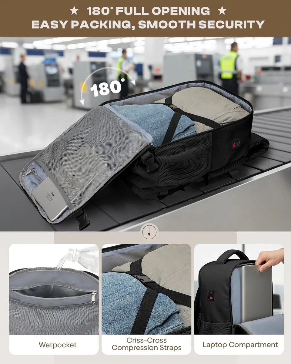 per Zaino Ryanair 40x30x20,Bagaglio a Mano 40x30x20 per Ryanair,Zaino da Viaggio Aereo Bagaglio a Mano per Più Compagnie Aeree con Foro di Ricarica e Tasca Antifurto