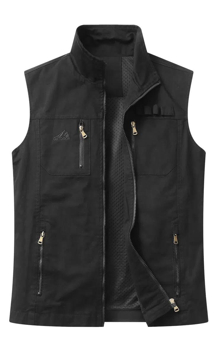 Uomo All'aperto Gilet Multi-Tasca Cotone Gilet da Pesca Leggero Traspirante Giubbotti Gilet vintage Casual Sport Giubbino Senza Maniche Caccia Fotografi