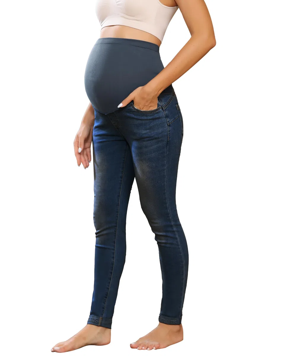 Maacie Umstandshosen Jeans Dehnbar Schwangerschaftsjeans Hohe Taille Hosen für Schwangere