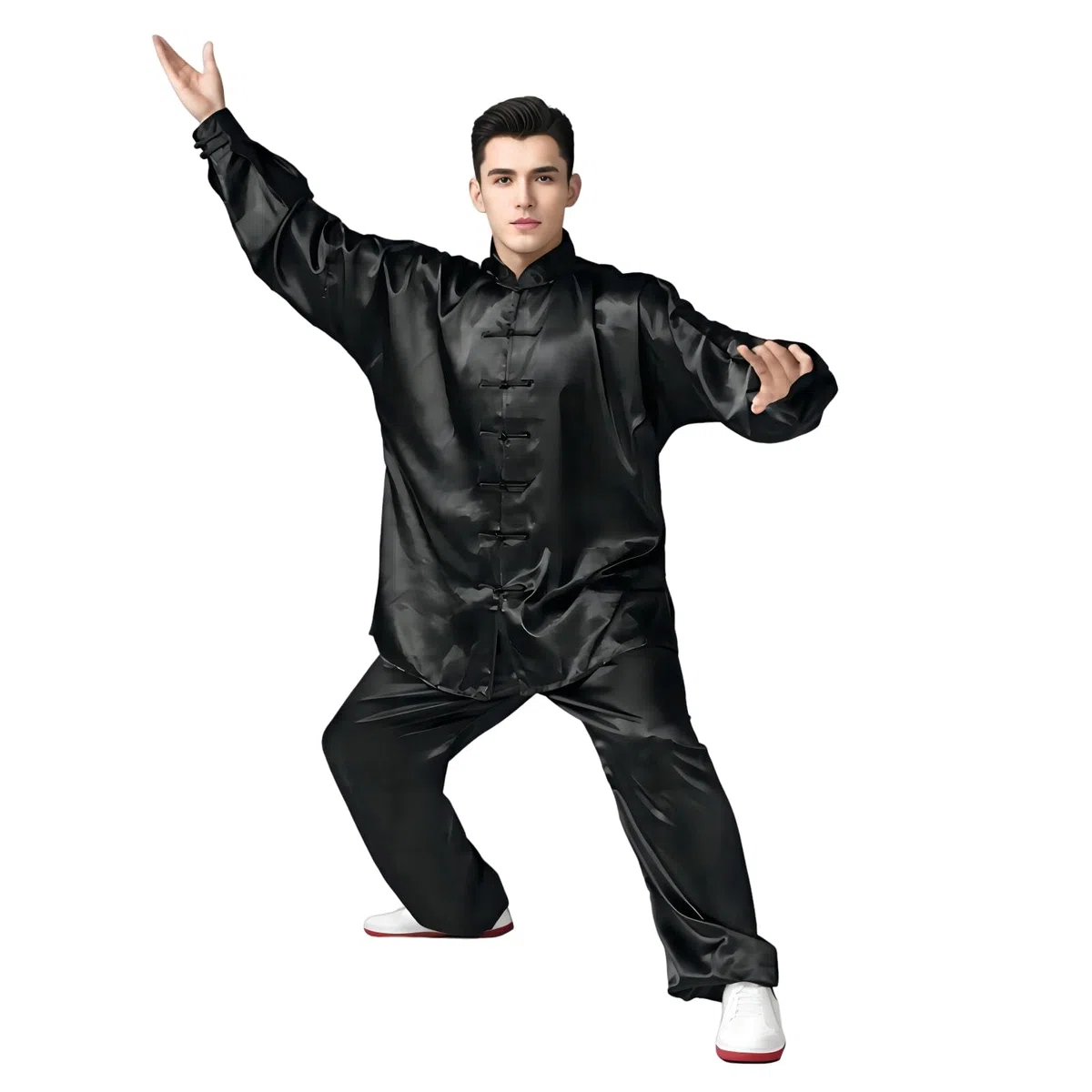 Andux Cinese Tradizionale Tai Chi Uniformi Kung Fu Abbigliamento Unisex SS-TJF01 (Nero,XXL)
