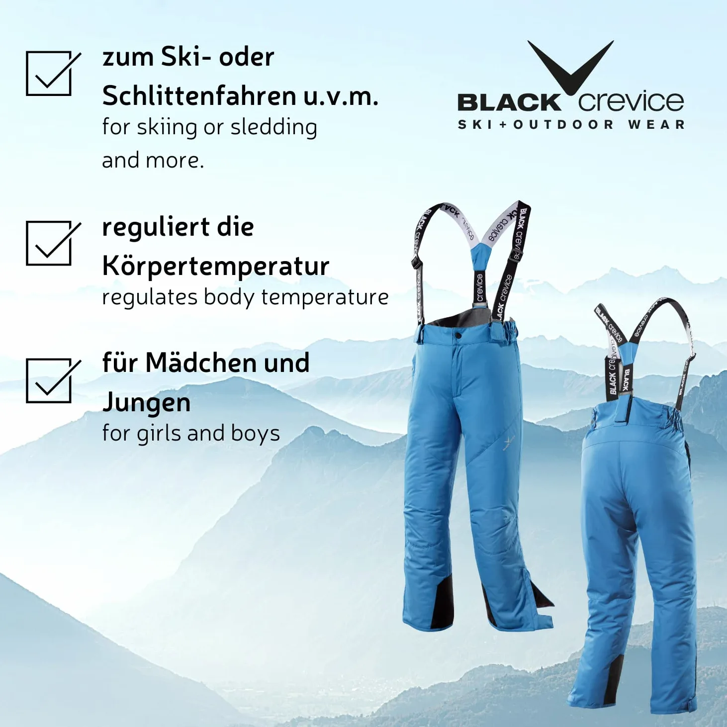 Black Crevice - Skihose, Pantaloni da Sci Unisex Bambini