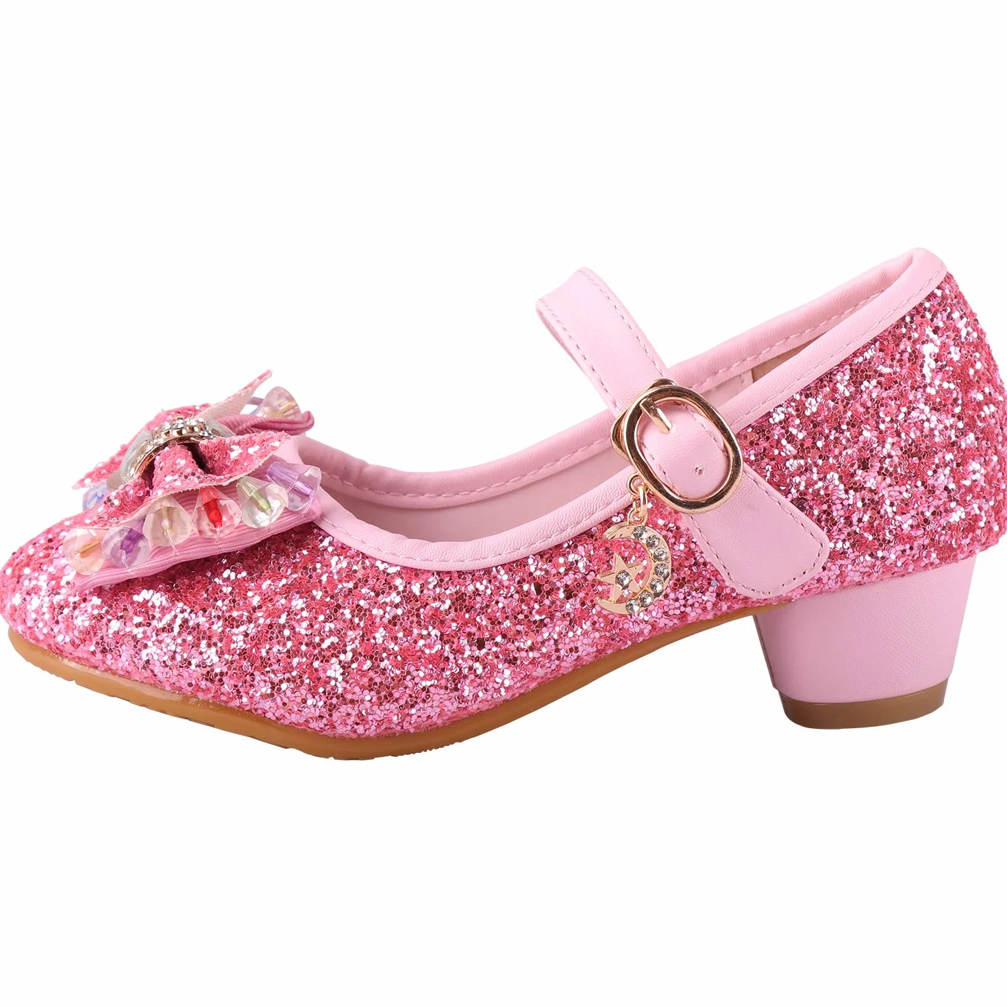 Principessa Scarpe Ragazza Ballerine Glitterate Scarpe con Tacco Bambina Scarpe per Cosplay Cerimonia Festa
