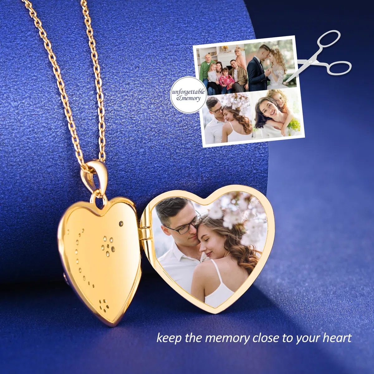 Cuore Luna Stella Portafoto Medaglione Collana Argento 925 Ragazze Collana di Foto Personalizzata con Scintillante Zirconi Sognante Ciondolo Portafoto Collane Regali per Fidanzata Moglie Figlia