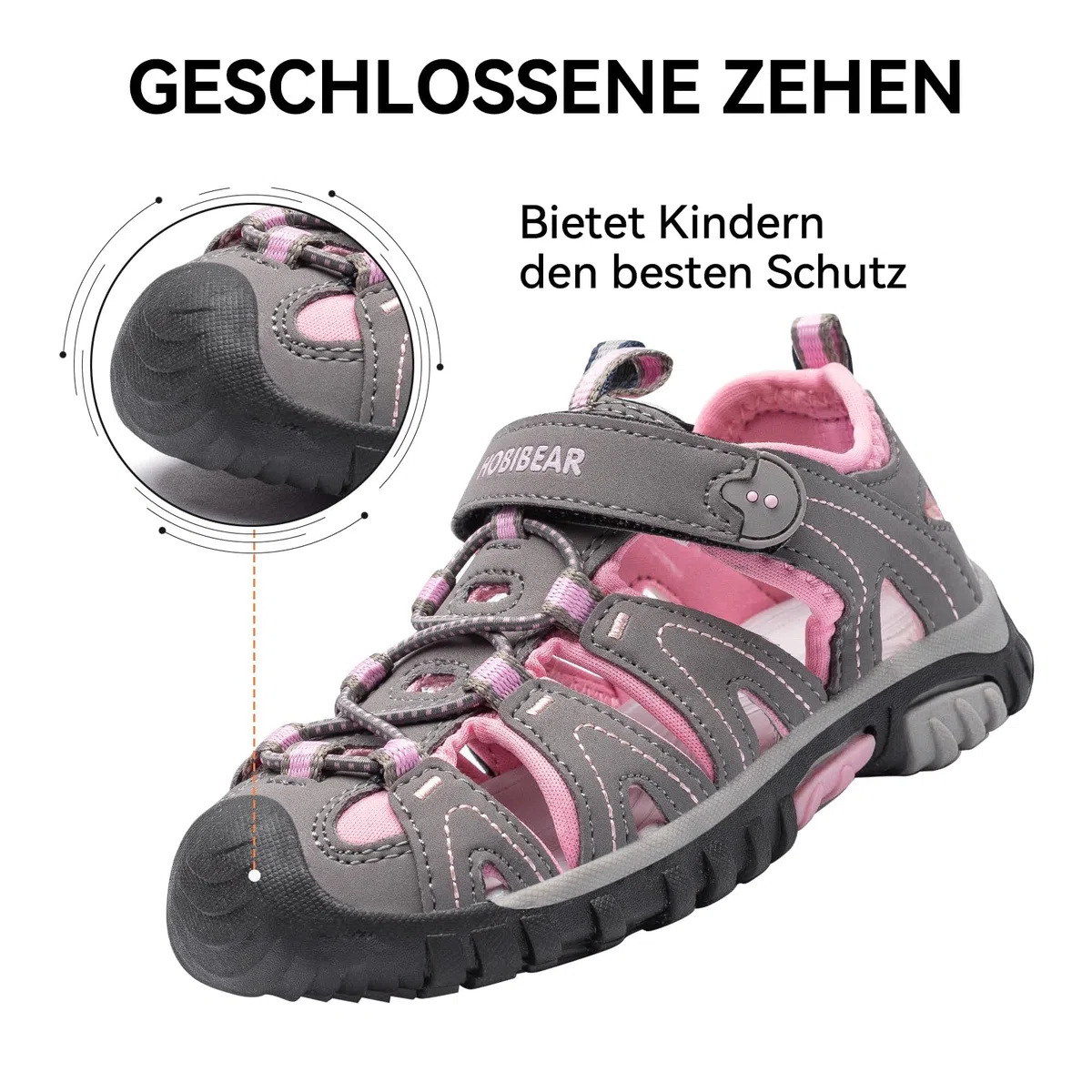 HOBIBEAR Sandali Escursionismo Bambini Ragazzi/Ragazze - Chiusi, Traspiranti & Antiscivolo (Trekking/Spiaggia/Sport)