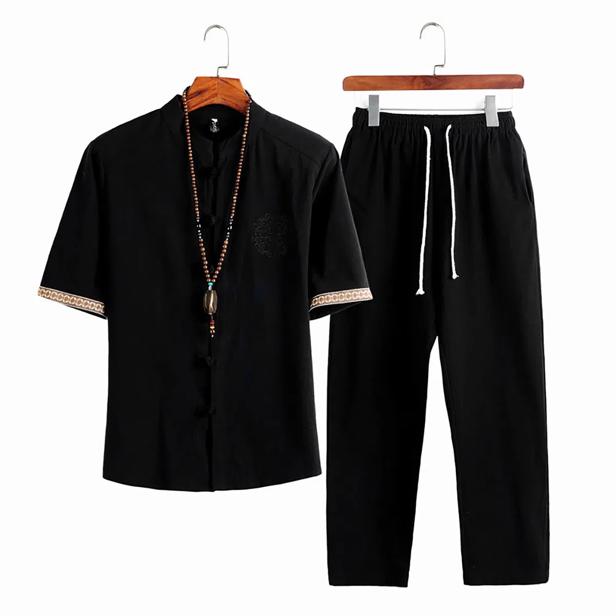 Generico Abbigliamento da Uomo in Puro Cotone Tai Chi Uniforme Uomo Kung Fu Abbigliamento a Maniche Lunghe Cinese Tradizionale Vestiti Tradizionali