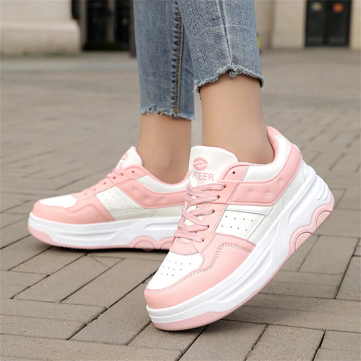 Mateju Scarpe con Rotelle da Bambina Ragazzo Ragazza Sportive Scarpe da Skateboard, 6 Rotelle Rimovibile Skateboard Ginnastica da Pattini Sneakers per Bambino, 31-40 EU