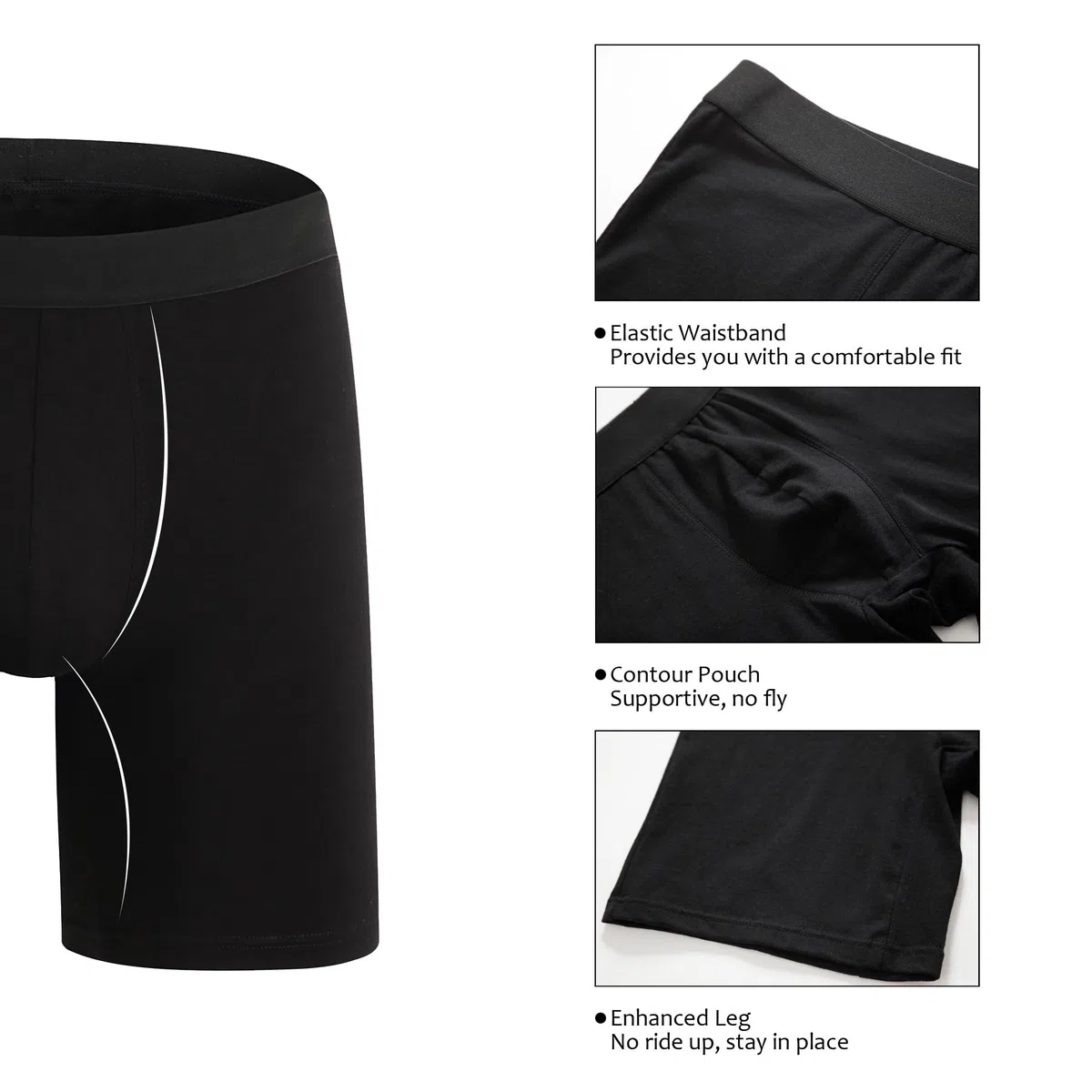 ZLYC Boxer da Uomo in Cotone a Gamba Lunga Confezione da 3/4