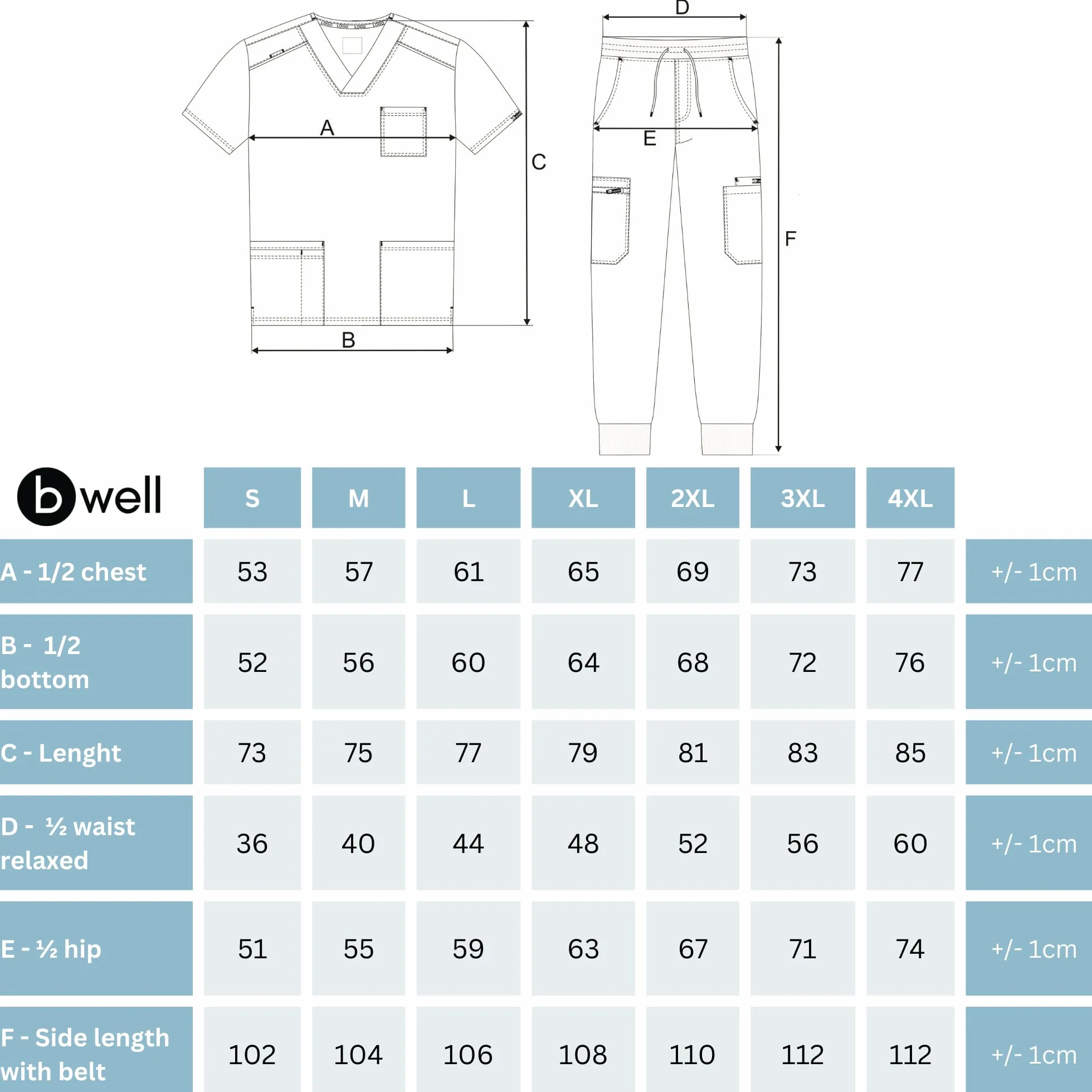 B-well MATTEO Divisa Sanitaria Uomo Elastica | Uniforme Sanitaria | Set con Casacca e Pantalone Jogger | Divise con Spandex