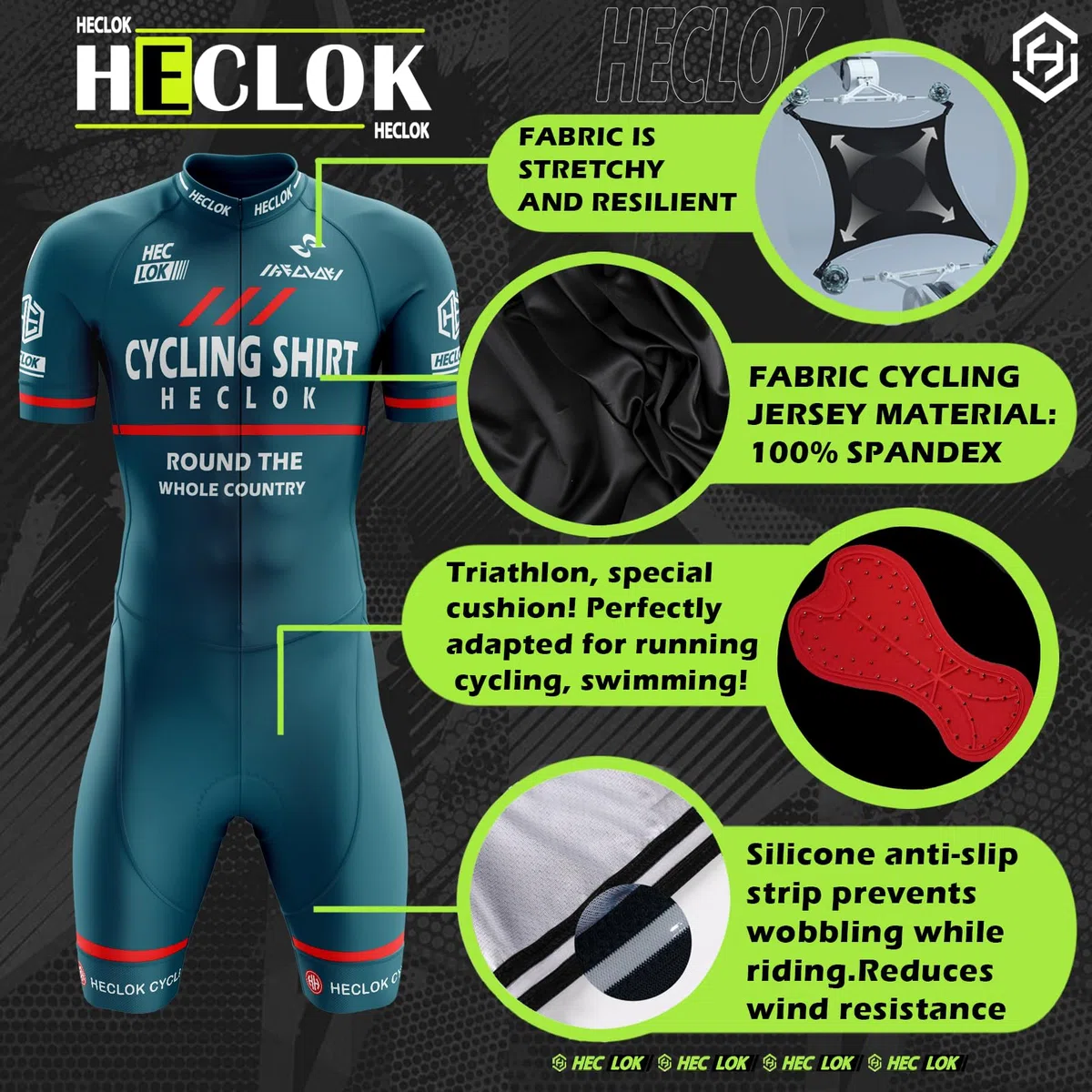 Magliette da ciclismo da uomo, Tuta da triathlon da uomo, Ciclismo Body Skinsuit Sportswear Abbigliamento Triathlon, with Pad per Nuoto, Corsa, Ciclismo, Body Ciclismo Uomo