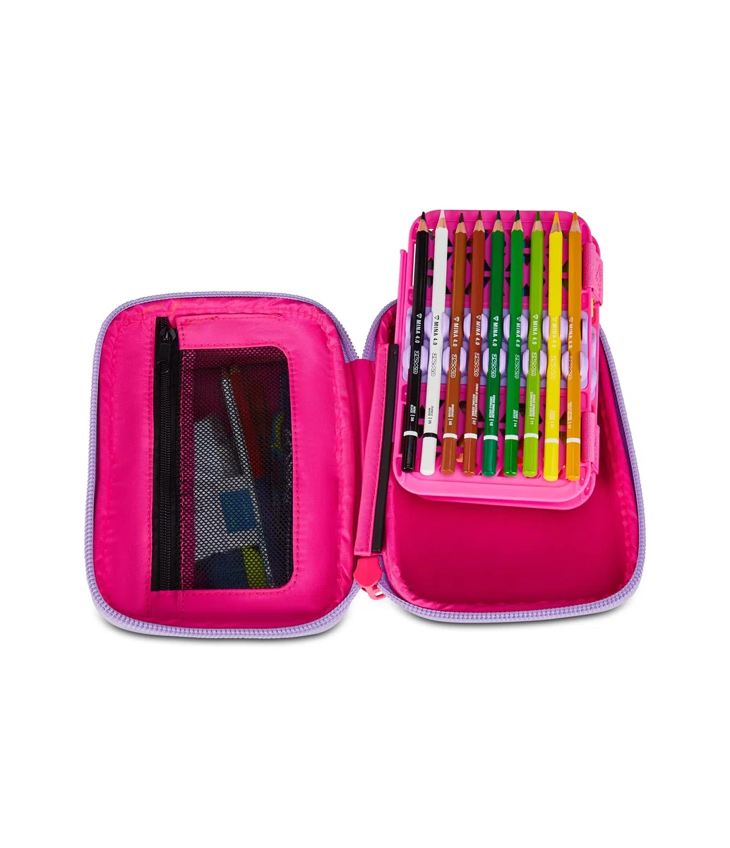 SJ GANG STYLE JAM GANG Astuccio Scuola Speed Pad + Cat&Air, Rosa, Portapenne Mono Scomparto con Plance Amovibili, Completo Di Penne, Matite, Colori, Accessori Zaino, Scuola Elementare, Bambina