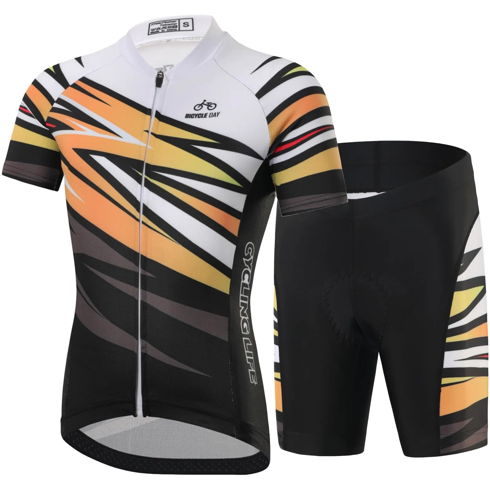 Bambini Bambine Completo da Ciclismo ad Asciugatura Rapida Maglia Maglietta a Maniche Corte Pantaloncini Traspirante per Ragazzi Ragazze