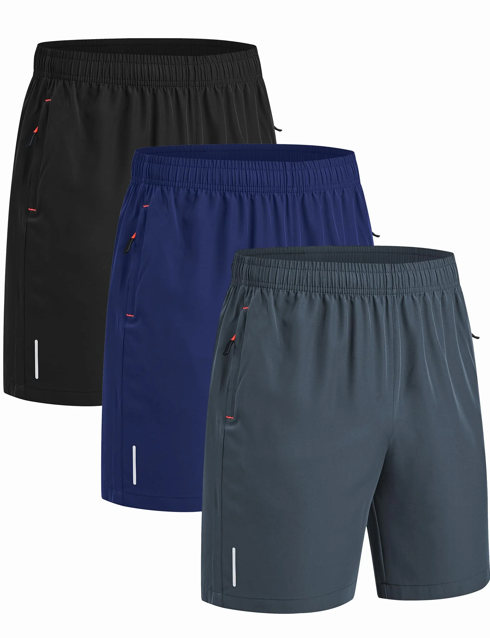 Pantaloncini Sportivi Uomo Confezione da 3 Estivi Shorts Running con Tasche Asciugatura Rapida Pantaloni Corti da Trekking Uomo Allenamento Fitness