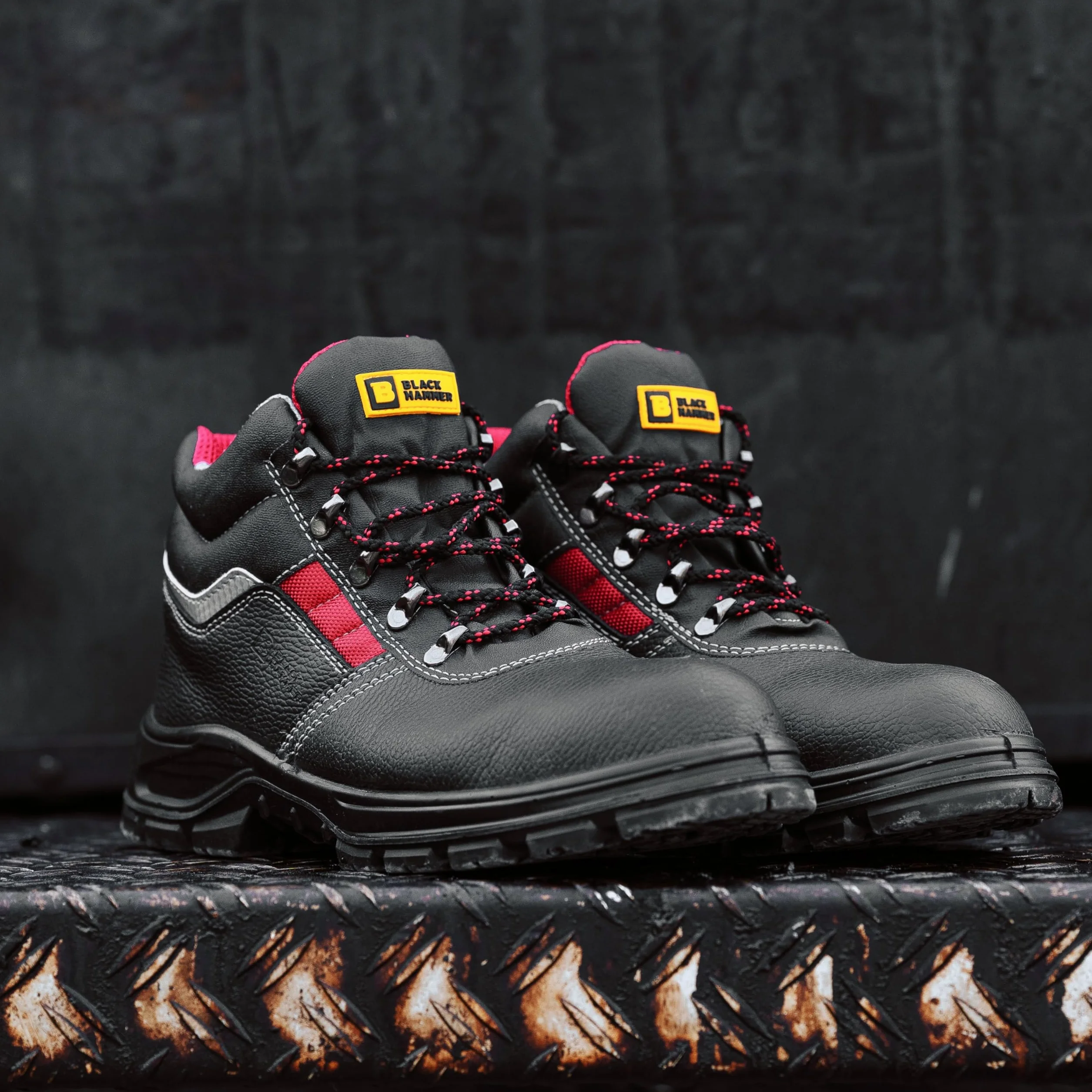 BLACK HAMMER Scarpe Antinfortunistiche Maschili in Pelle Scarpe Antinfortunistiche Maschili S3 SRC Scarpe da Lavoro in Pelle con Punta in Ferro Uomo 5993