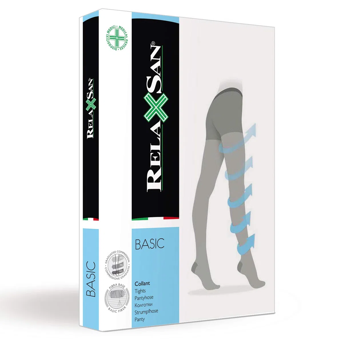 Relaxsan Basic 980A collant contenitivi punta aperta 280 Den compressivi 22-27 mmHg